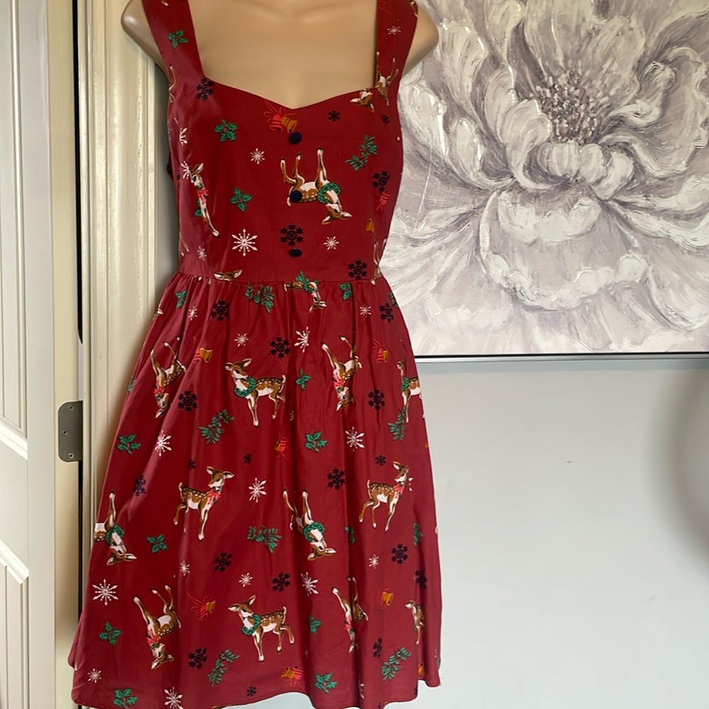 Modcloth Fit and Flare Reindeer Dress Sz XL